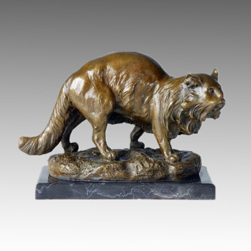 Animal Bronze Sculpture Cat Décoration Craft Statue en laiton Tpal-126